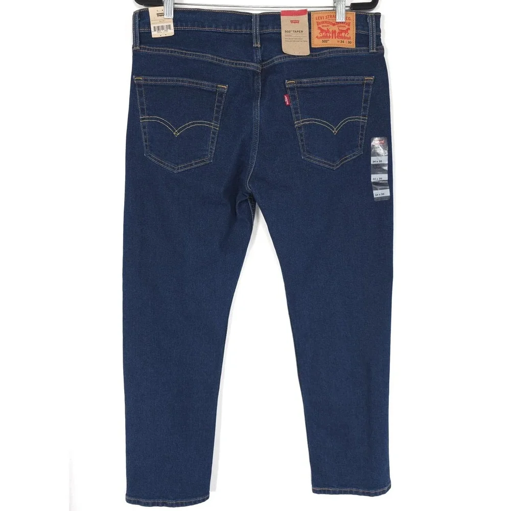 LEVI'S 502 Mens New Taper Jeans W34 L30 Dark Wash Stretch 29507-3197